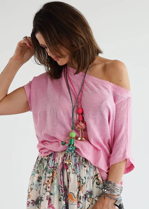 Bluzka Lniana Alga Pink