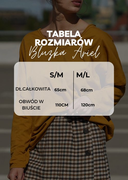 Tabela Rozmiarów S/M, M/L dla Bluzka Ariel Złota