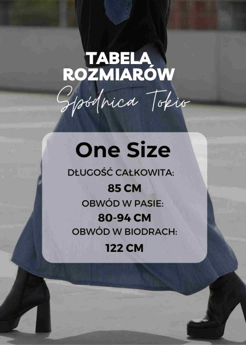 Tabela Rozmiarów One Size Spódnica Tokio Midi Szara
