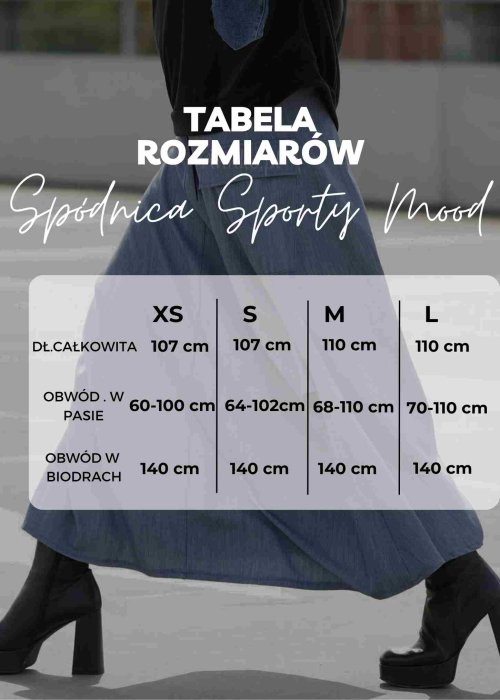 Tabela Rozmiarów XS-L Spódnica Sporty Mood Czarna