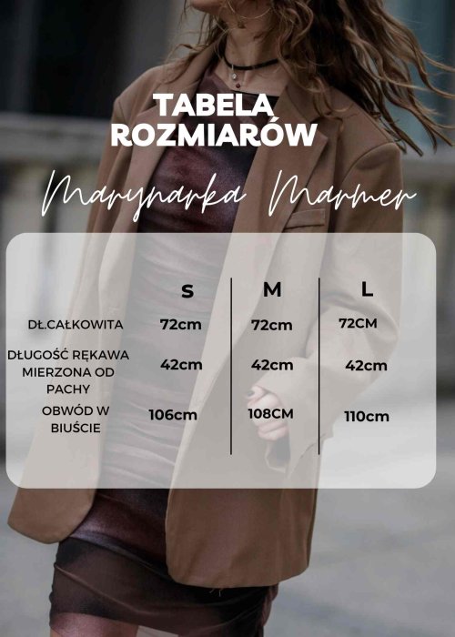 Tabela Rozmiarów dla Marynarka Damska Marmer W Pepitkę