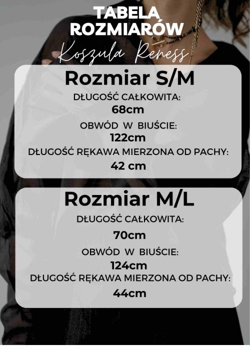 Tabela Rozmiarów dla Koszula Reness Biała