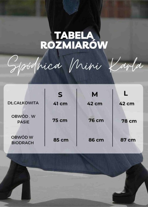 Tabela Rozmiarów dla Spódniczka Mini Jeansowa Karla