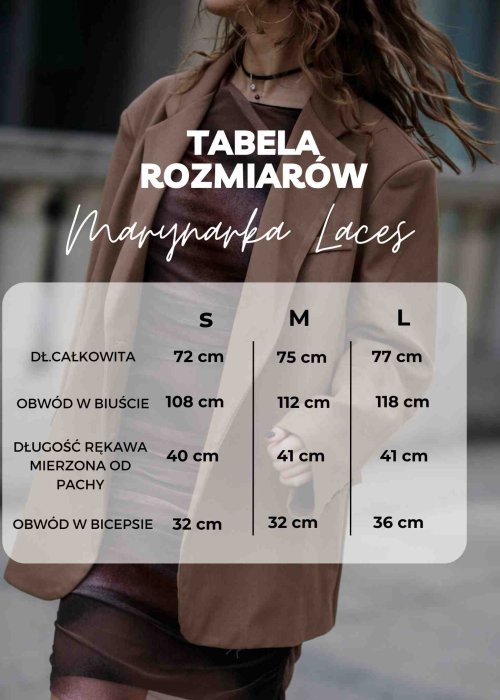 Tabela Rozmiaów dla Marynarka Laces Śmietankowa