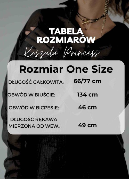 Tabela Rozmiarów One Size Koszula Oversize Princess Różowa