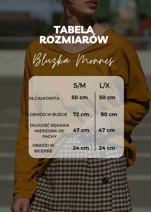 Tabela Rozmiarów dla Bluzka Monnes Fioletowo-Zielona