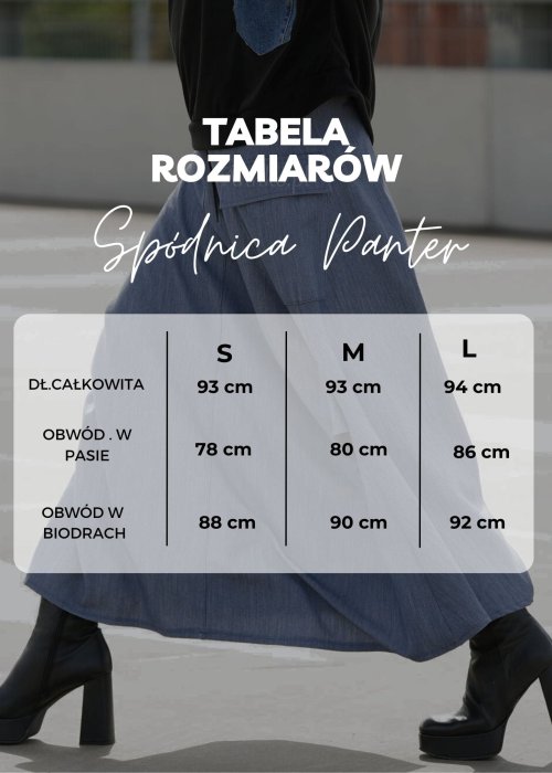 Tabela Rozmiarów dla  Spódnica Midi Pantera