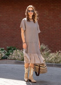 Sukienka Lniana Renes Taupe