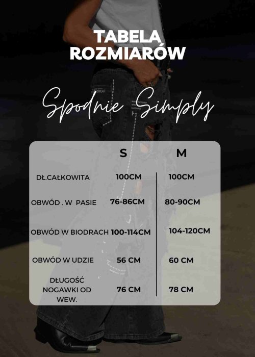 Tabela Rozmiarów dla  Jeansy Simply