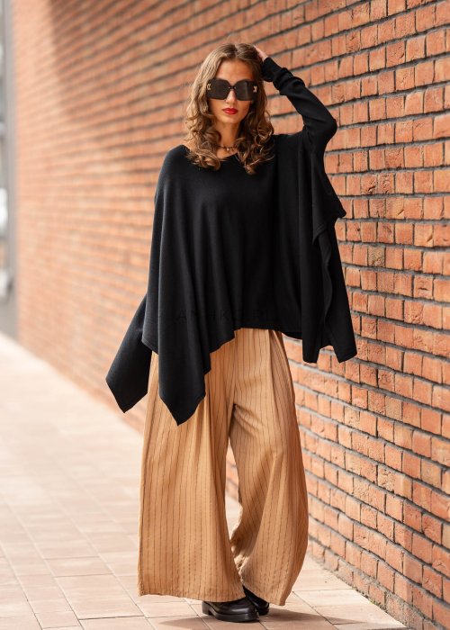 Spodnie Elles Camel w Tenisowy Prążek  