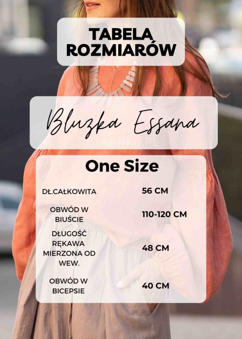 Tabela Rozmiarów dla Bluzka Damska Essana Biała
