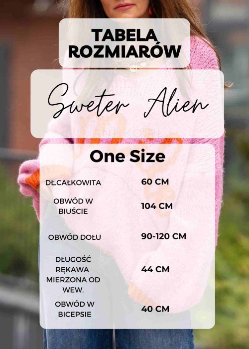 Tabela Rozmiarów dla Sweter Damski z Kaszmirem Alien Czerwony