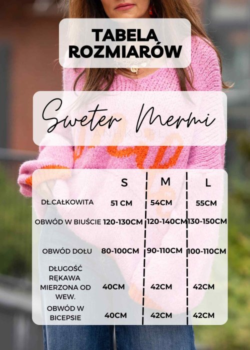 Tabela Rozmiarów dla Sweter Damski Mermi Niebieski