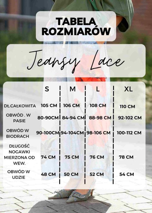 Tabela Rozmiarów dla Jeansy Lace z Przetarciami