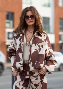 Kurtka Cowhide Brązowo-Kremowa 