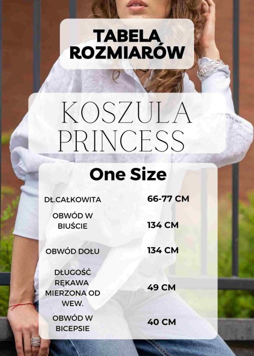 Tabela Rozmiarów One Size Koszula Oversize Princess Żółta