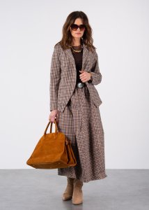 Marynarka Checker w Kratę Beżowa 