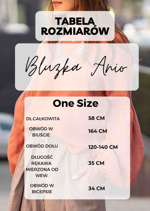 Tabela Rozmiarów dla Bluzka Anio Brzoskwiniowa