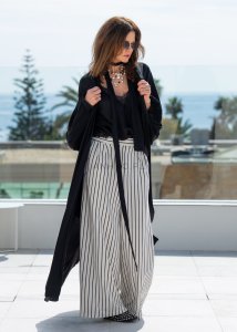 Spodnie Striped Elegance Białe 