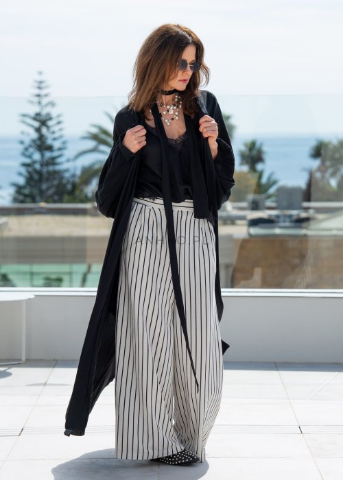 Spodnie Striped Elegance Białe 