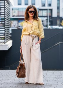 Lniane Spodnie Aliento Kremowe 