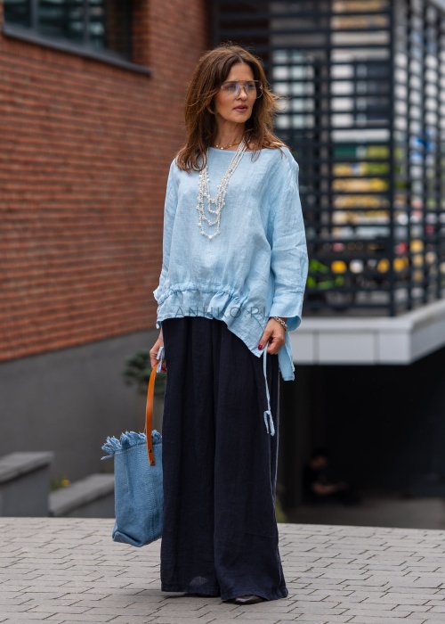 Lniane spodnie Paroma Granatowe 