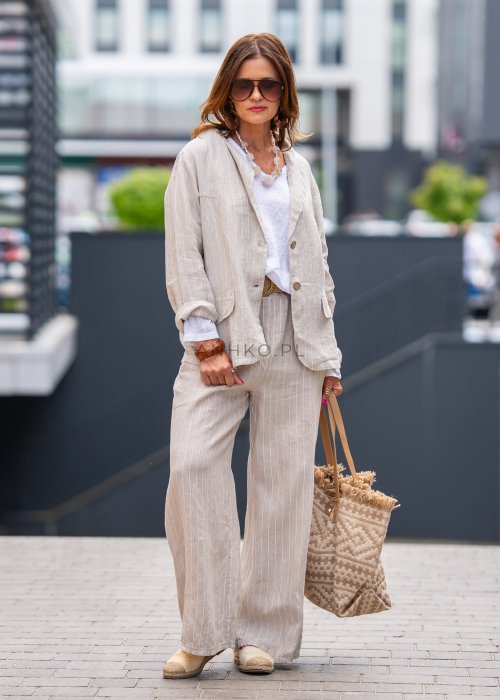 Marynarka Lniana Ravena Kremowa 