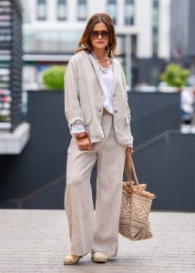 Spodnie Lniane Palazzo Ravena Kremowe 