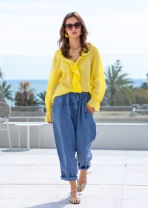 Spodnie Lniane RelaxFit Niebieskie 