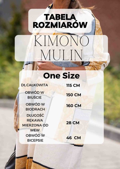 Tabela Rozmiarów dla Kimono Lniane Mulin Grafitowe