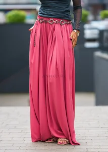 Spodnie z Szeroką Nogawką Putardo Różowe 