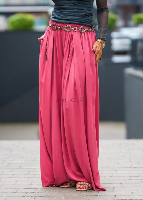 Spodnie z Szeroką Nogawką Putardo Różowe 