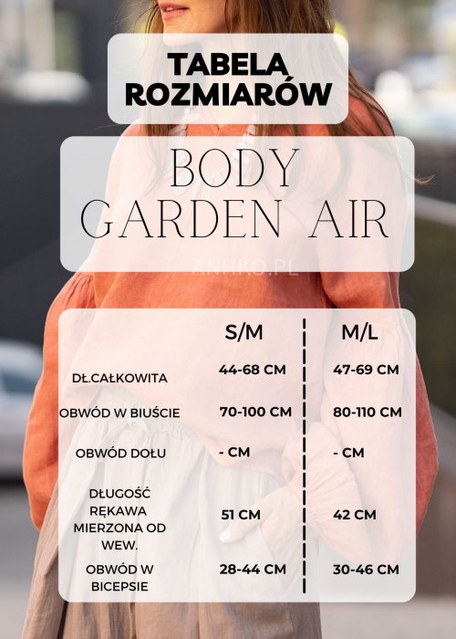 Tabela Rozmiarów dla Body Garden Air Żółte
