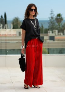 Spodnie Striped Elegance Czerwone