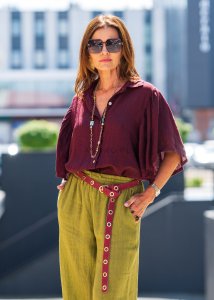 Koszula Lniana Servillia Bordowa 