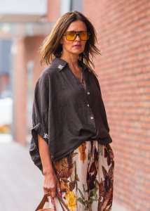 Koszula Lniana Embellished Brązowa 