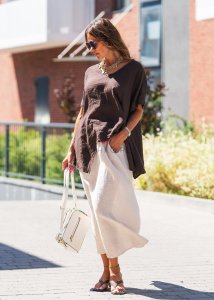 Bluzka Lniana Bonderlo Czekoladowa 