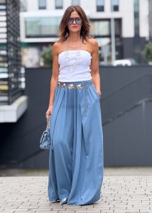 Spodnie z szeroką nogawką Putardo Niebieskie 