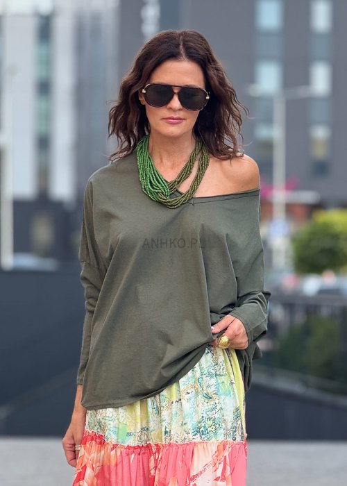 Wielorzędowy naszyjnik damski z zielonych koralików, biżuteria handmade w stylu boho, efektowny dodatek