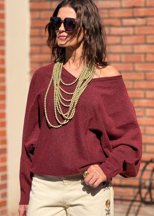 Wielorzędowy naszyjnik damski z beżowych koralików, długi i efektowny, biżuteria handmade w stylu boho