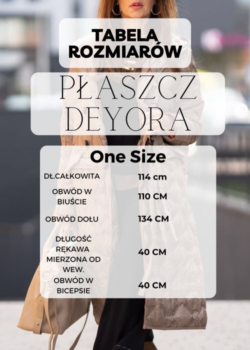 Damski długi płaszcz w odcieniach szarości z denimową wstawką i przetarciami, zapinany na guziki