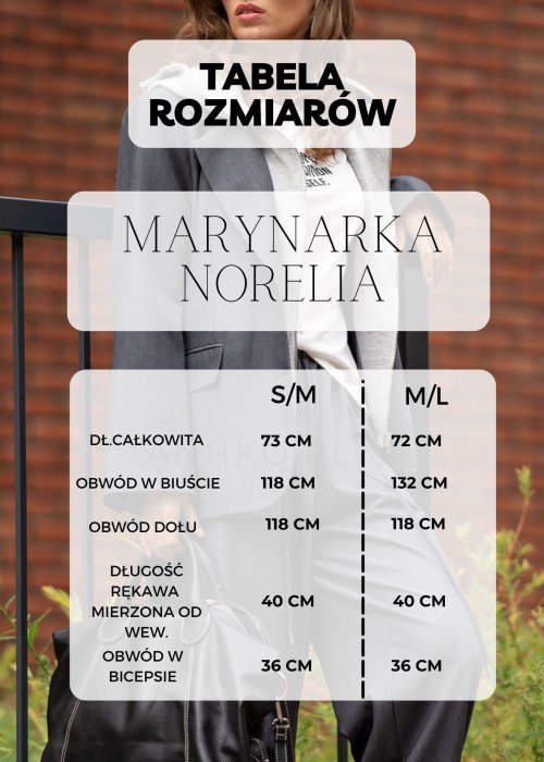 Tabela Rozmiarów dla Marynarka-Kurtka Norelia Grafitowa
