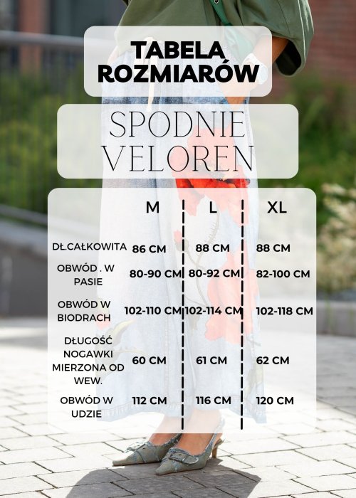 Tabela Rozmiarów dla Spodnie Veloren Brązowo-Beżowe