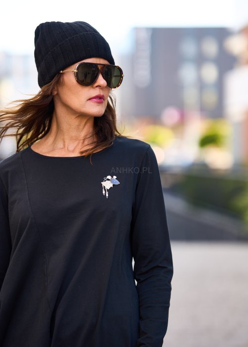 Klasyczna czarna czapka damska na zimę, dzianinowa, wygodna i elastyczna