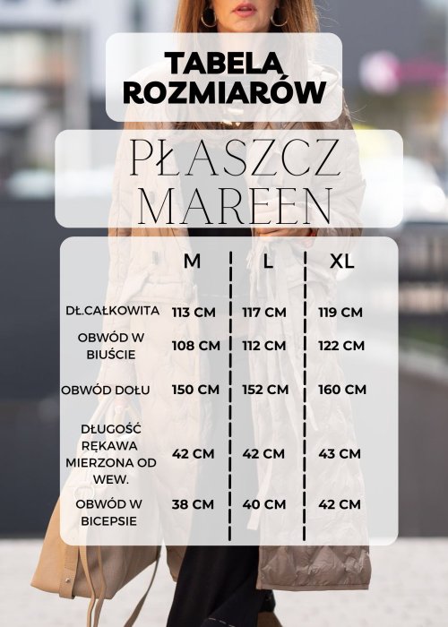 Długa kurtka pikowana w kolorze oliwkowym z futrzanym kapturem i paskiem w talii