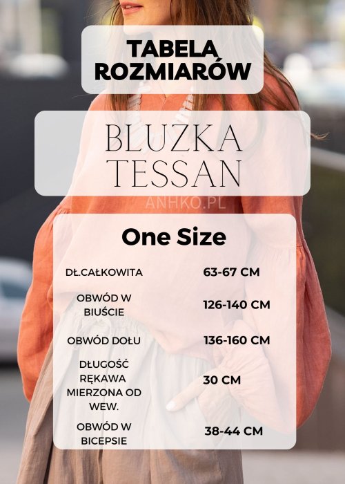 Tabela Rozmiarów dla Bluzka Tessan Czarna