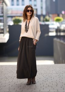 Spódnica Sztruksowa Corduroy Brązowa