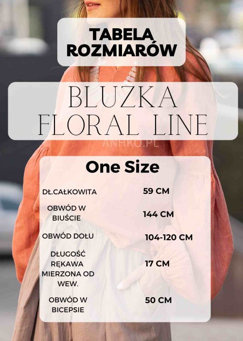 Tabela rozmiarów dla Bluzka Damska Dzianinowa Floral Line Czarna