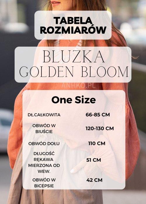 Tabela Rozmiarów dla Tunika Golden Bloom Czarna