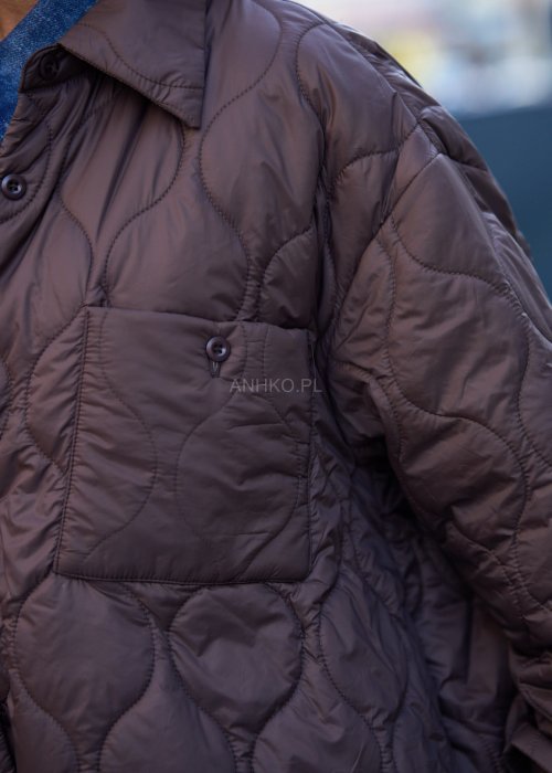 Pikowana kurtka damska w brązowym kolorze 5.jpg